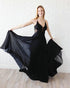 Elegant Black Prom Dresses Sheer Lace Appliques Chiffon A-line Long Prom Gowns 2019